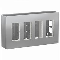 SCHNEIDER ELECTRIC UNICA SYSTEM+ БЛОК открытой установки 4х2 АЛЮМИНИЙ. (NU124430)