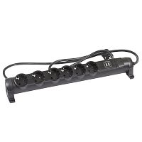 LEGRAND Многорозеточный блок с 2хUSB+6x2К+З - с кабелем длиной 1,5 м черный (694618 )