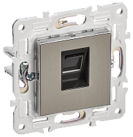 IEK SKANDY Розетка компьютерная RJ45 кат.6 SK-K02N никель  (SK-K10-2-K50)