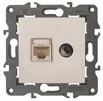 ЭРА Розетка RJ45+TV,  Elegance, сл.кость, 14-3110-02 (Б0034315)