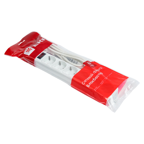 EKF Фильтр сетевой 6x1.8м 16А/3.2кВт с выключателем с заземлением ПВС 3х1.0 Блокбастер XL PROxima (UFA16-310-6-018) фото 2