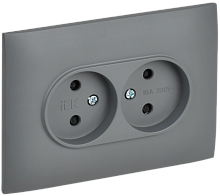 IEK SKANDY Розетка 2-местная без заземления с защитными шторками 10А в сборе SK-R09Gr серый  (SK-R23-10-K03-F)
