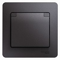 SCHNEIDER ELECTRIC GLOSSA Розетка с заземлением со шторками с крышкой в сборе IP20 графит (GSL001346)