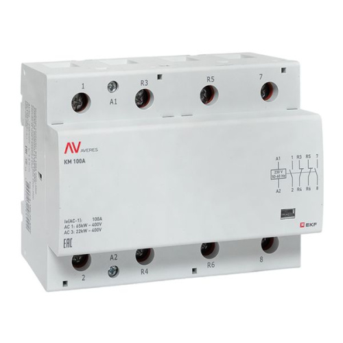 EKF Контактор модульный КМ 100А 2NO+2NC 230VAC (6 мод.) AVERES  (km-av-6-100-22-230V)