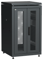 IEK Шкаф напольный сетевой 19' LINEA N 18U 600х600мм передняя распашная перфорированная дверь задняя перфорированная черный (LN05-18U66-2PP)