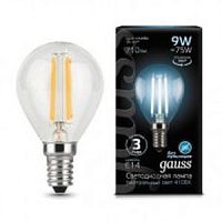 GAUSS Лампа светодиодная LED 9Вт E14 Filament шар, белый  (105801209)