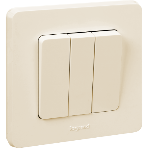 LEGRAND INSPIRIA Выключатель трехклавишный   для скрытого монтажа, цвет "Слоновая кость", увеличенный номинальный ток 20 А, напряжение ~250В. (673641) фото 5