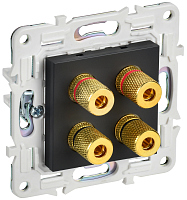 IEK SKANDY Аудиорозетка 4-местная SK-A01Bl черный  (SK-S40-K02)