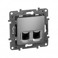 LEGRAND ETIKA Двойная розетка RJ 45 категория 5е UTP алюминий (672455 )