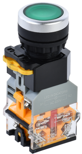 IEK Кнопка D8-11D d=22мм 1з+1р с подсветкой зеленая (BBT30-11D-3-12-K06)