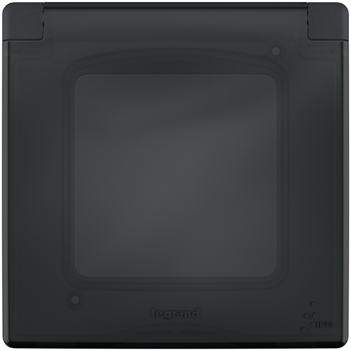 LEGRAND INSPIRIA Рамка с защитной крышкой IP44 IK07   для скрытого монтажа 1 механизма  , степень пылевлагозащиты IP44, степень ударопрочности IK07, цвет "Антрацит" (673923) фото 4