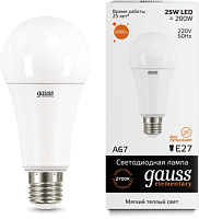 GAUSS Лампа светодиодная LED 25вт 230в,Е27,теплый, A67 Elementary (73215)