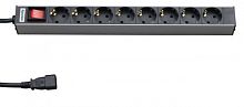 Блок розеток для 19` шкафов горизонтальный 8 розеток 10A шнур 2.5м (26417)